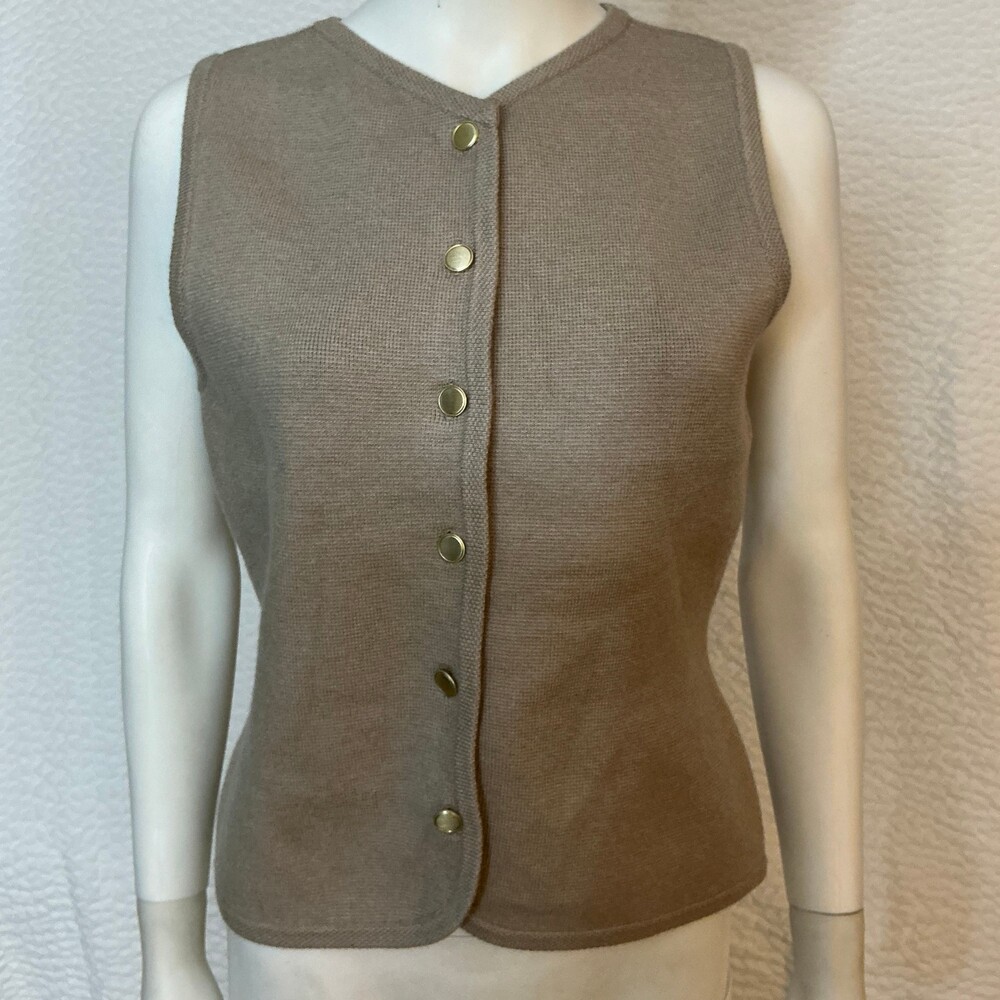 Abercrombie & Fitch Small Brown Sleeveless Acrylic Vest with Button Front
